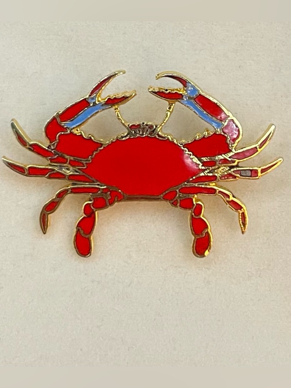 Vintage 1986 William Wm Spear
Enamel Crab Brooch Lapel Pin Alaska